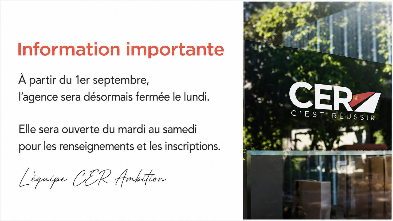 Bureau fermé le lundi